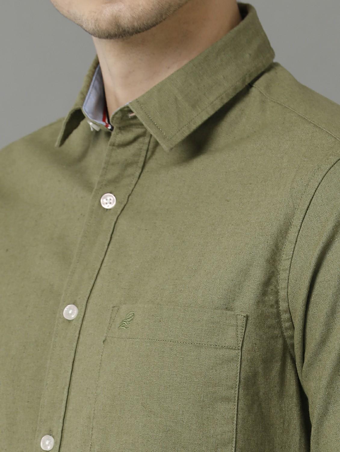 olive cotton casual shirt - 20374719 - Standard Image - 5