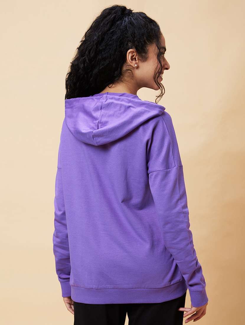 women purple cotton regular sweatshirt - 20375059 -  Standard Image - 3