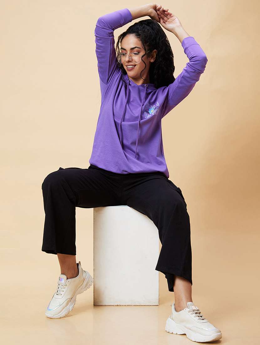 women purple cotton regular sweatshirt - 20375059 -  Standard Image - 5