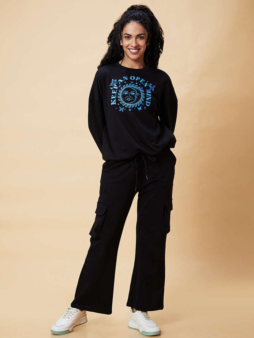women black cotton front print sweatshirt - 20375060 -  Standard Image - 5