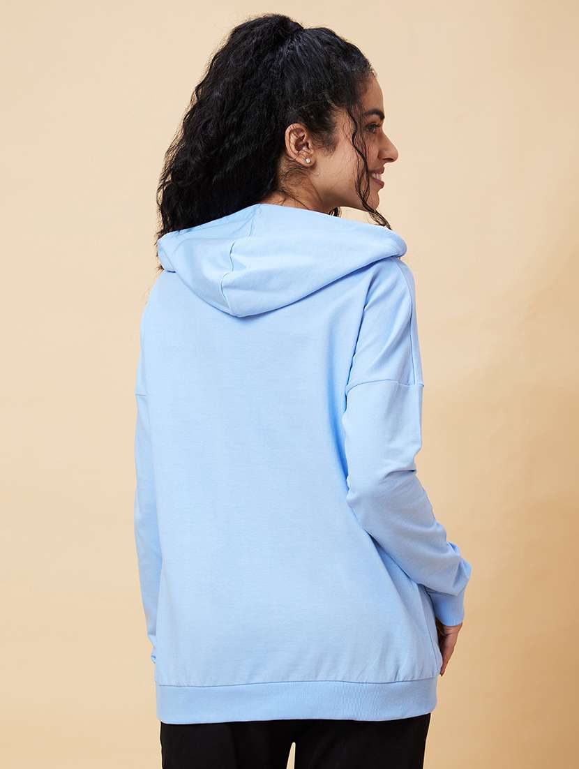 women light blue cotton regular sweatshirt - 20375061 -  Standard Image - 3