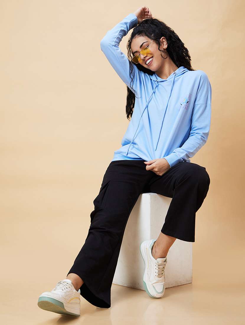 women light blue cotton regular sweatshirt - 20375061 -  Standard Image - 5