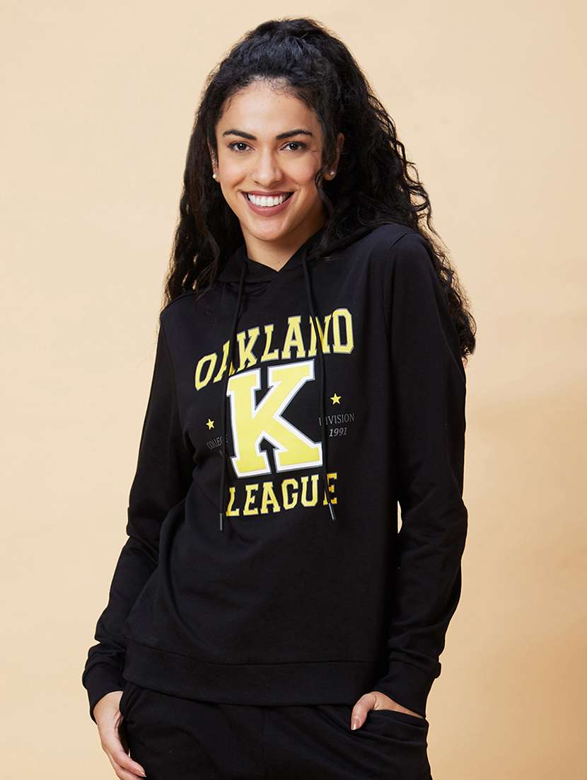 women black cotton front print sweatshirt - 20375062 -  Zoom Image - 0