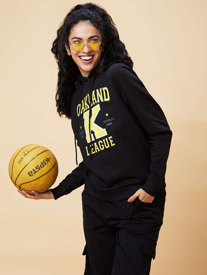 women black cotton front print sweatshirt - 20375062 -  Standard Image - 5