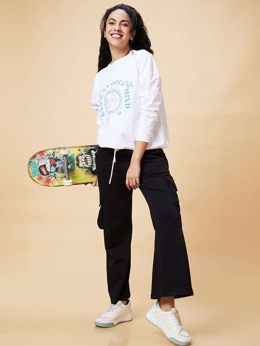 women white cotton front print sweatshirt - 20375066 - Standard Image - 5
