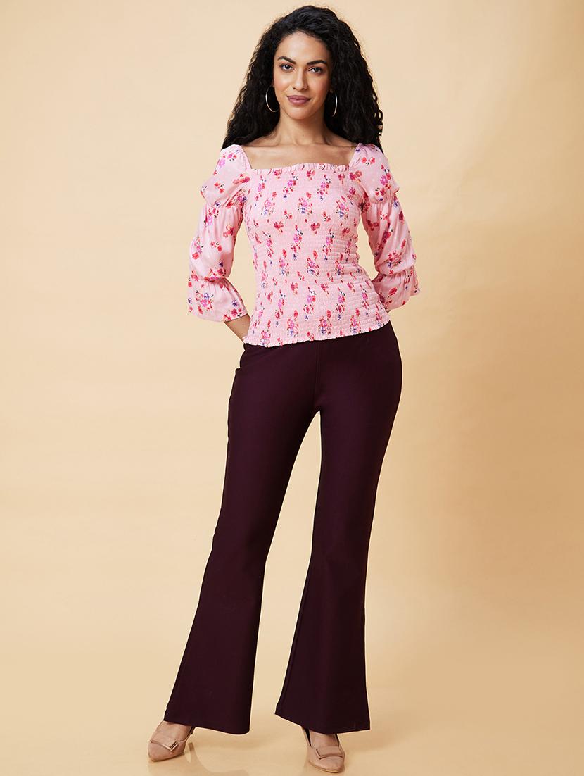 pink floral printed regular top - 20375099 - Standard Image - 5