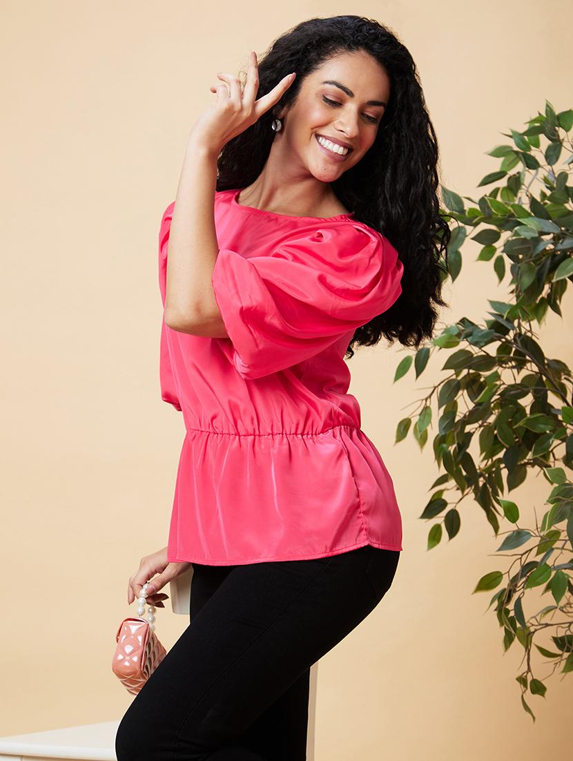 pink solid regular top - 20375105 - Standard Image - 3