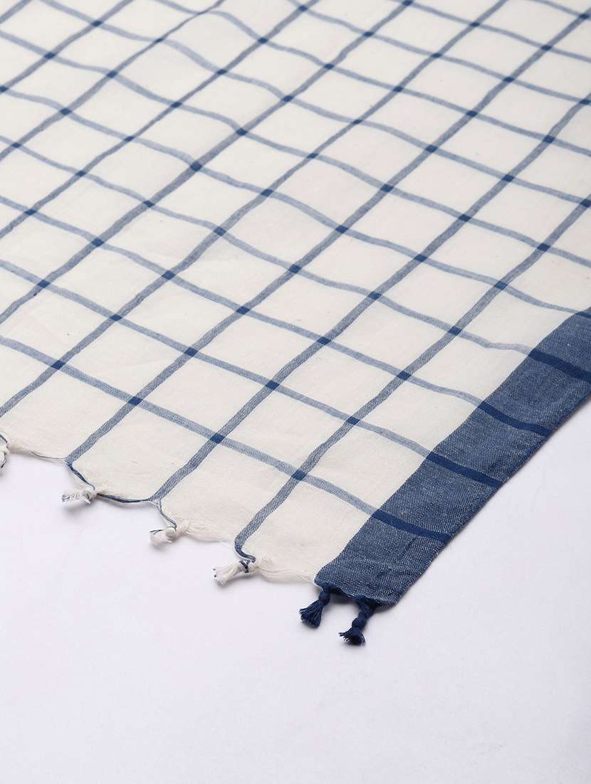 handwoven checks cotton scarf with border - 20375213 -  Standard Image - 3