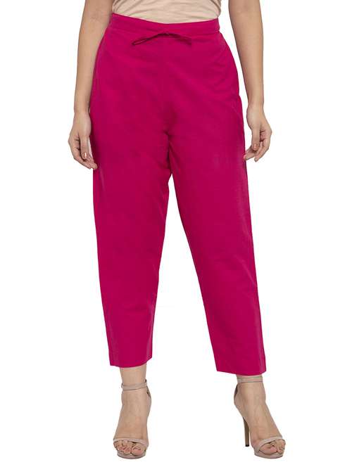 women pink ankle length straight pants - 20375306 -  Standard Image - 0