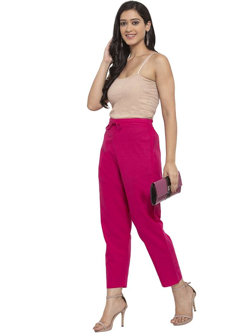 women pink ankle length straight pants - 20375306 - Standard Image - 3