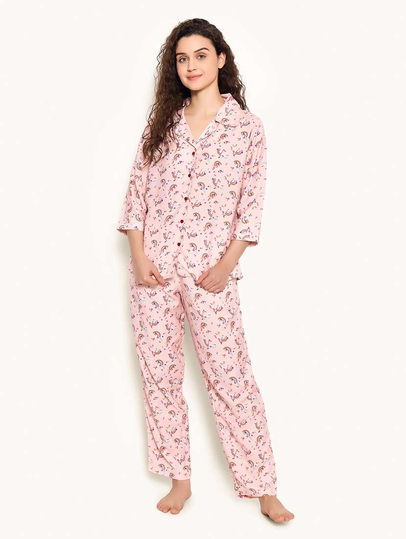 pink rayon pyjama set nightwear