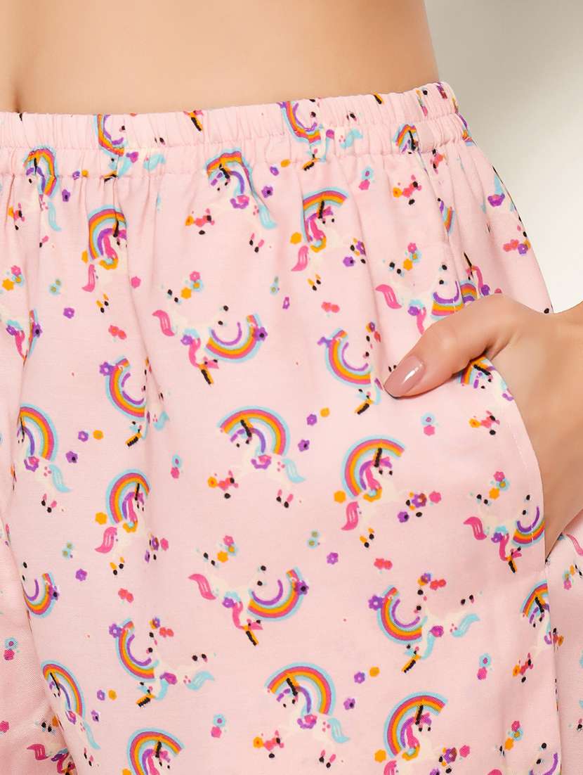 pink rayon pyjama set nightwear - 20375642 -  Standard Image - 5