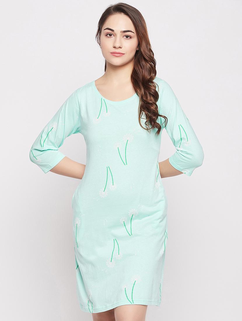 sea green floral cotton sleepshirts - 20375817 - Zoom Image - 0