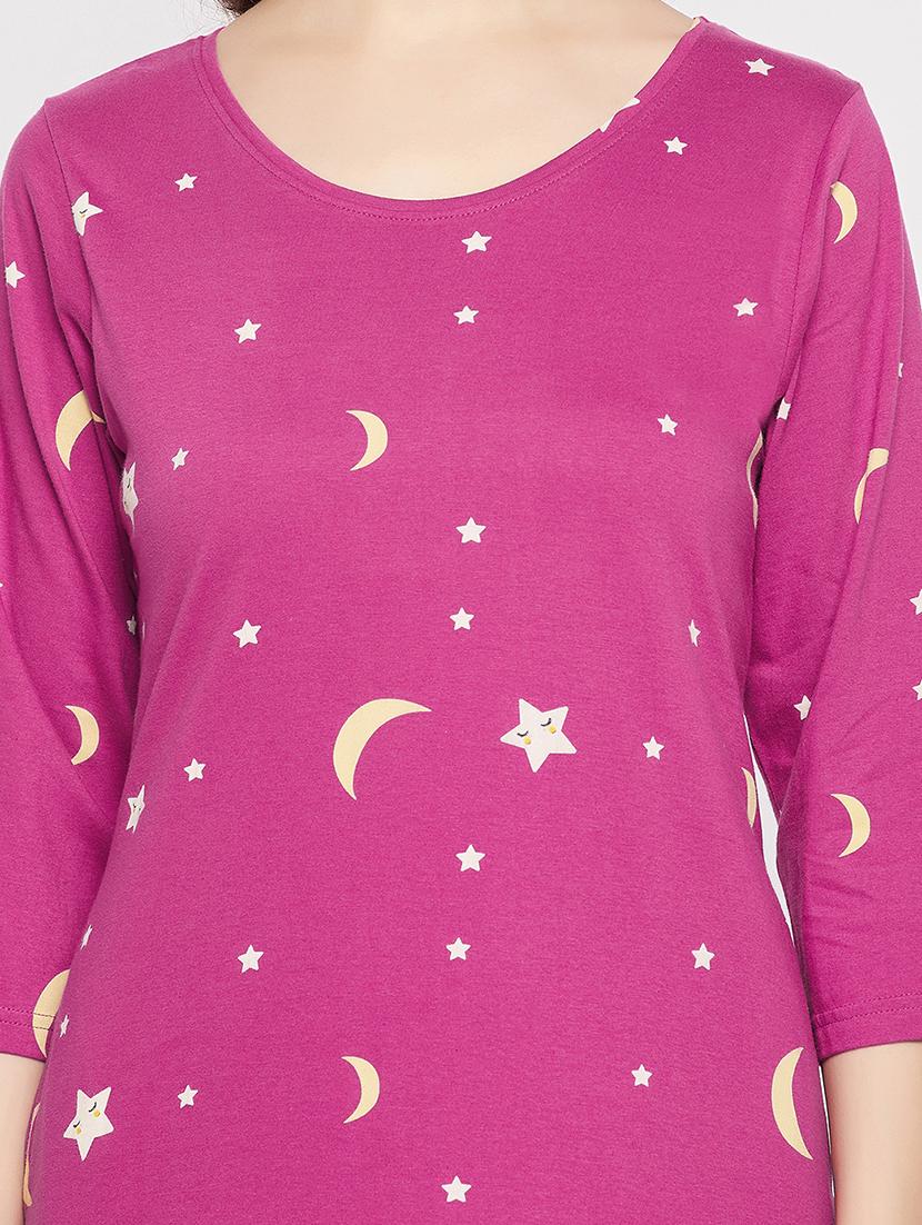 women round neck printed sleepshirt - 20375818 - Standard Image - 5