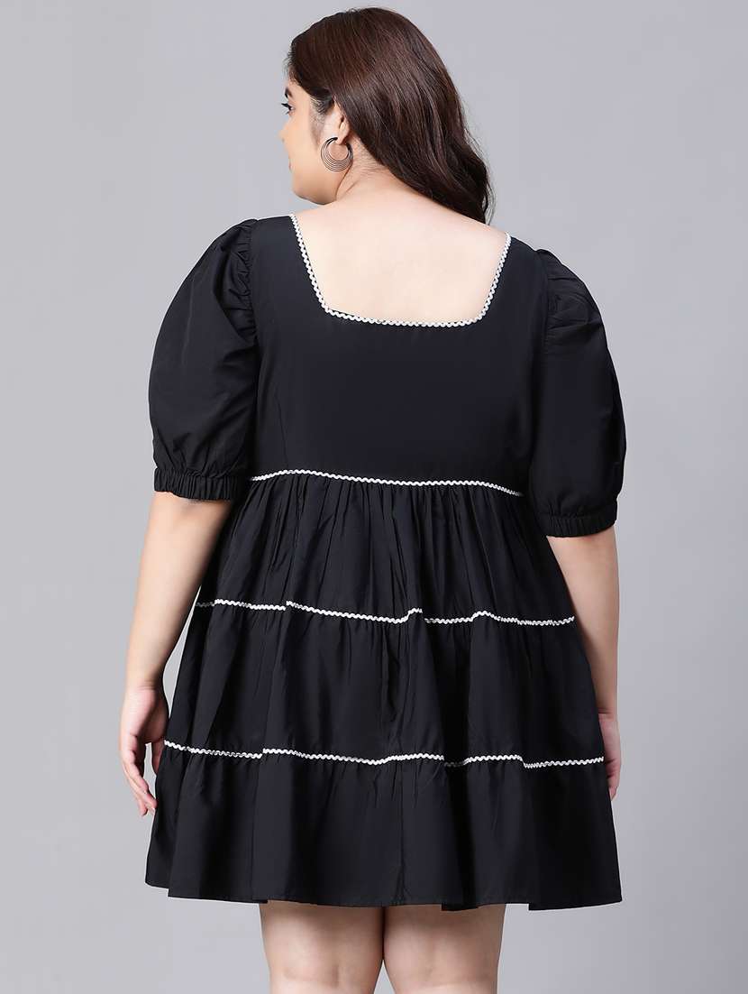 women black cotton fit & flare dress - 20376221 - Standard Image - 3