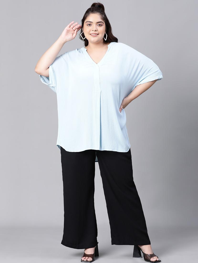 women mandarin neck solid boxy top - 20376623 - Standard Image - 5