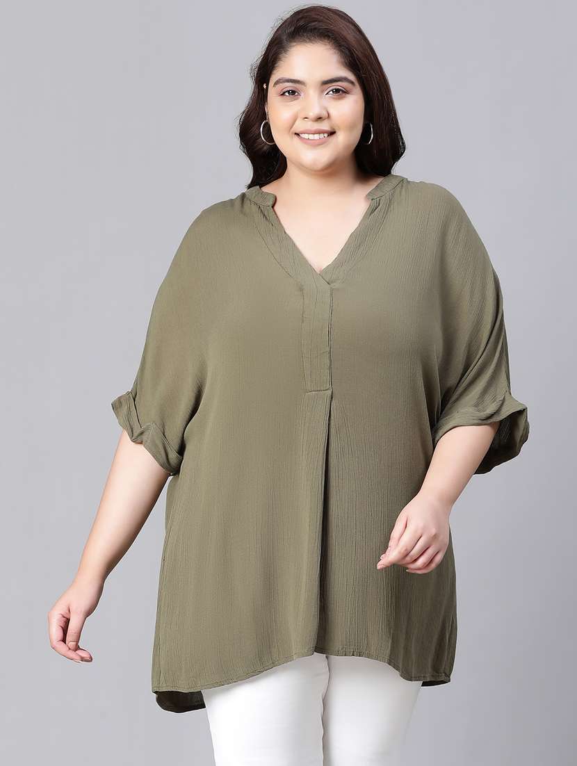 green solid boxy top
