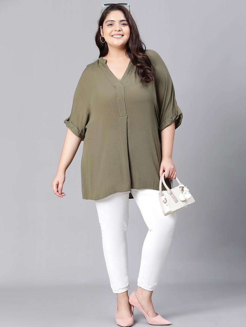 green solid boxy top - 20376624 - Standard Image - 5