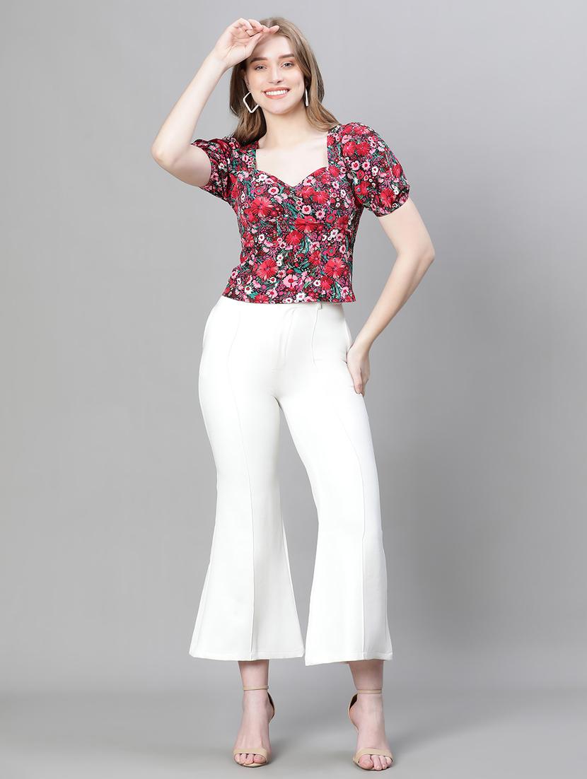 multi colored floral print puff sleeves top - 20376627 - Standard Image - 5