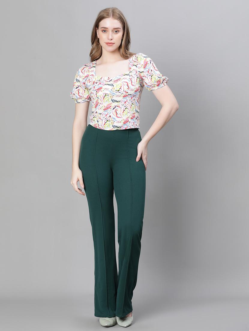 multi colored printed puff sleeves crop top - 20376628 - Standard Image - 5