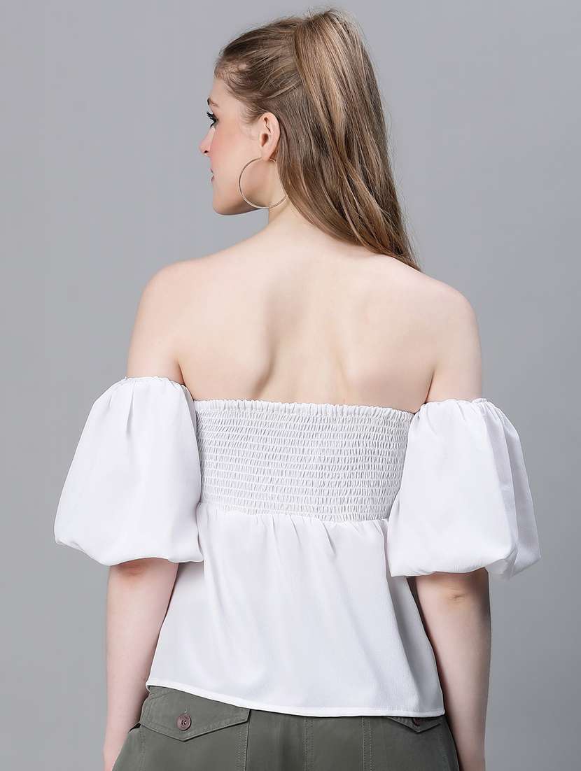 women white polyester peplum top - 20376630 -  Standard Image - 3