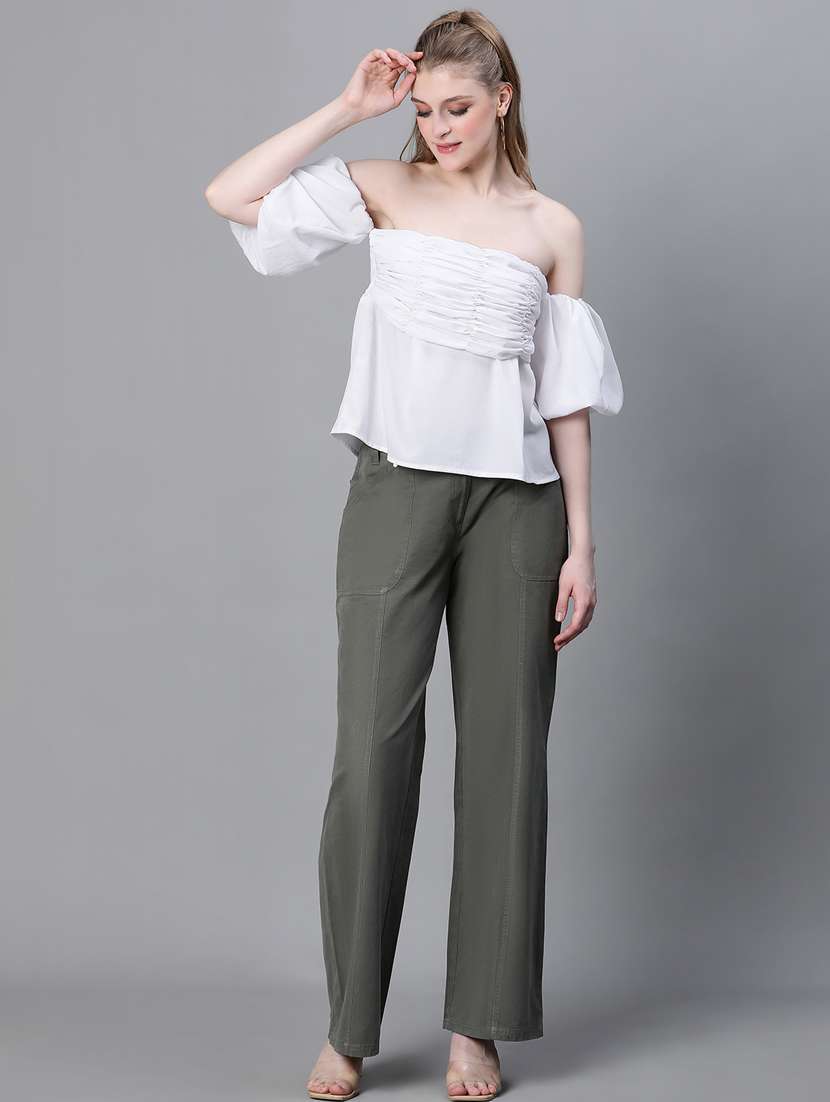 women white polyester peplum top - 20376630 -  Standard Image - 5