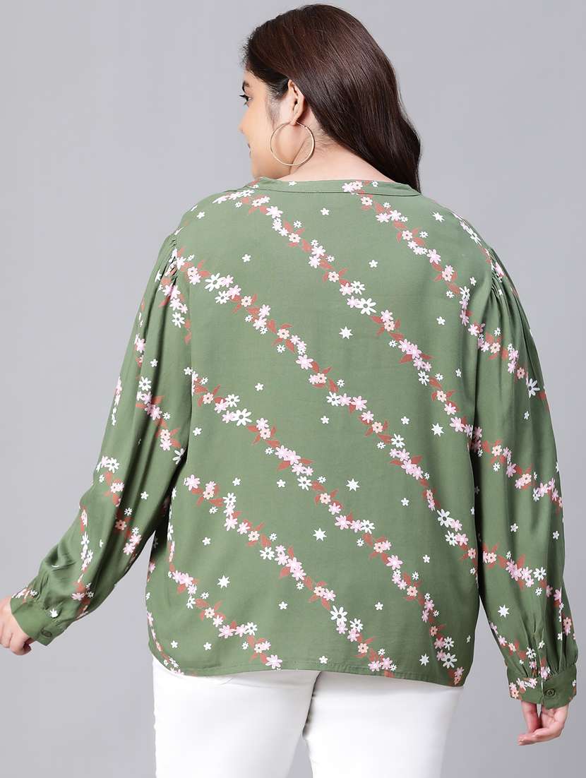 women multi color printed viscose blouson top - 20376638 - Standard Image - 3
