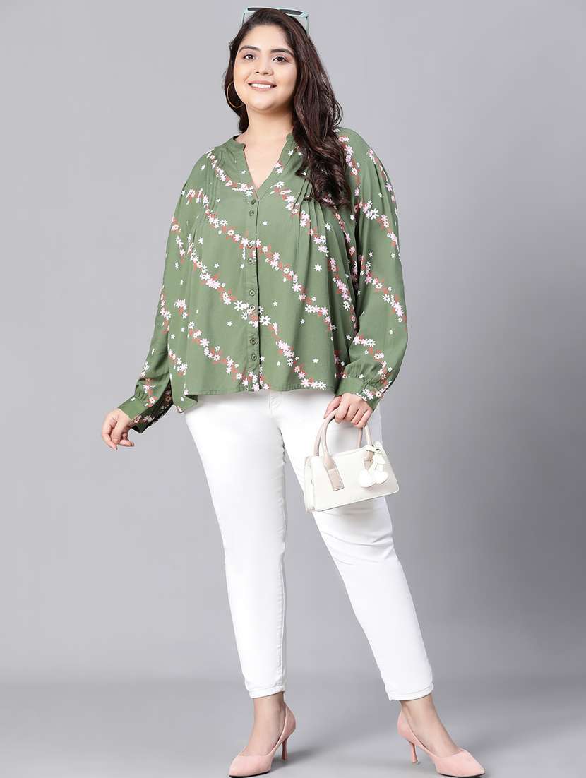 women multi color printed viscose blouson top - 20376638 - Standard Image - 5