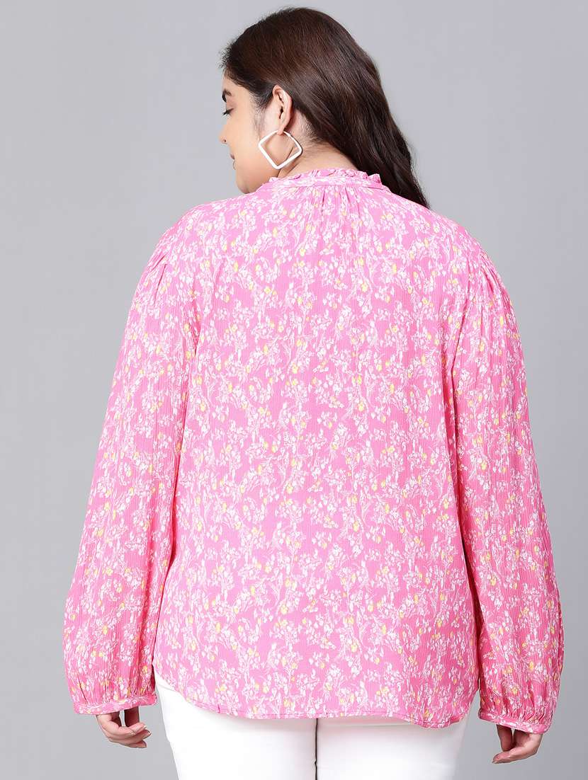women pink printed  viscose blouson top - 20376643 -  Standard Image - 3