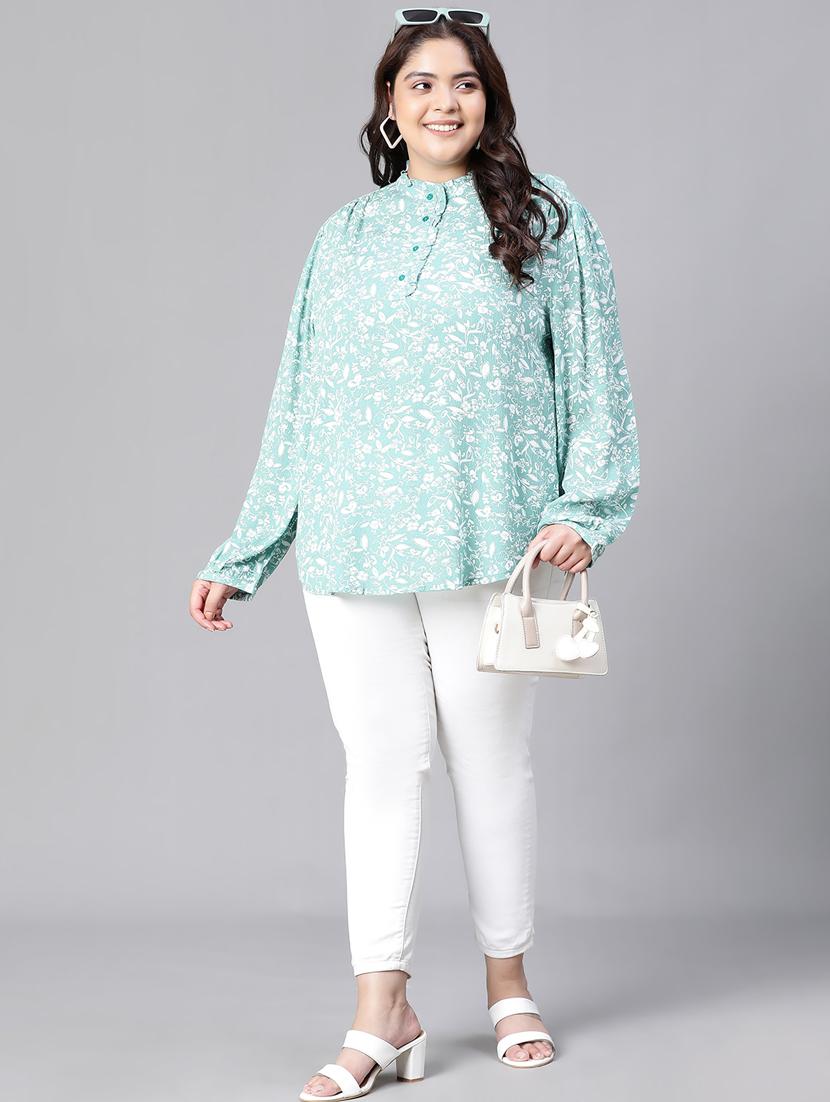 green floral printed regular top - 20376644 - Standard Image - 5