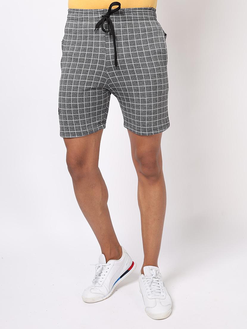 men grey checkered regular fit shorts - 20376745 -  Zoom Image - 0