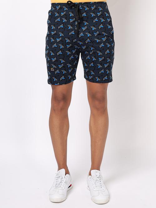 men navy blue printed regular fit shorts - 20376755 -  Standard Image - 0