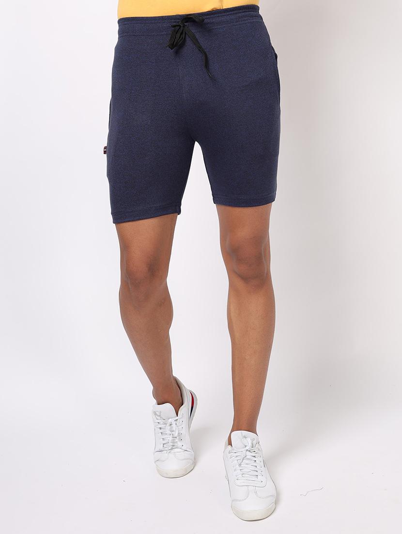 men navy blue solid regular fit shorts - 20376771 - Zoom Image - 0