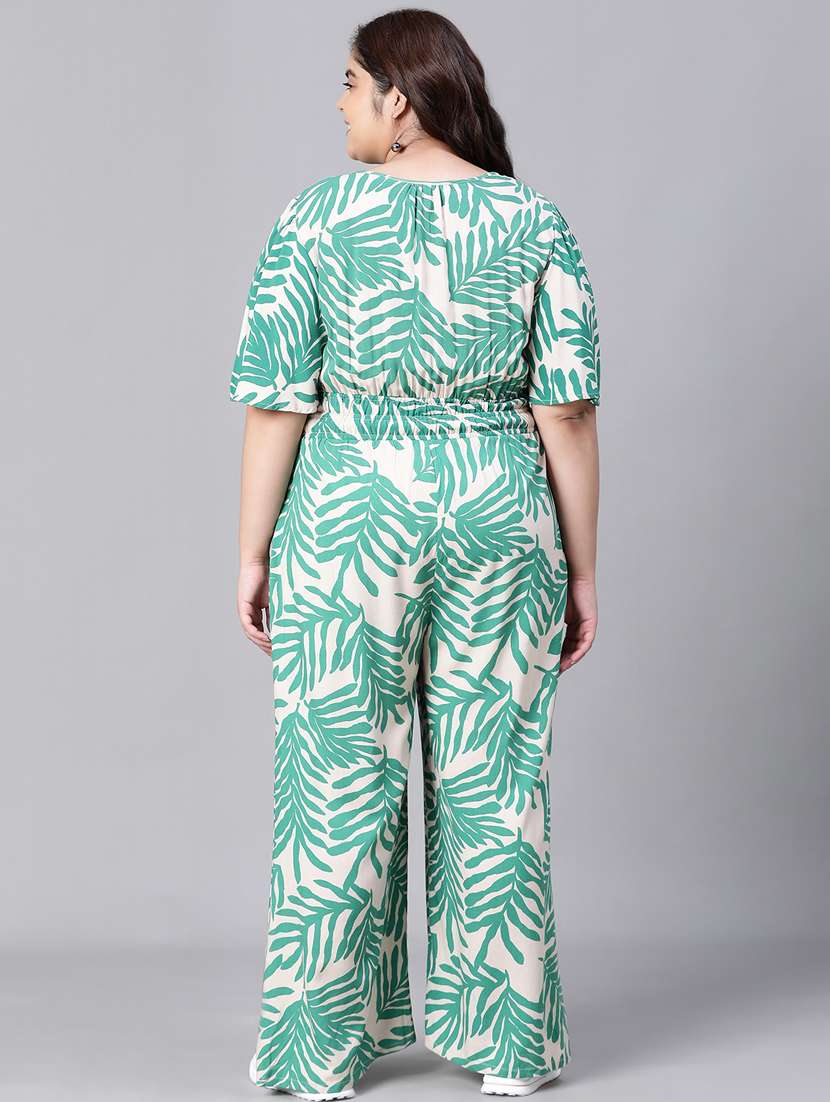 optic white tropical full leg jumpsuit - 20376820 -  Standard Image - 3