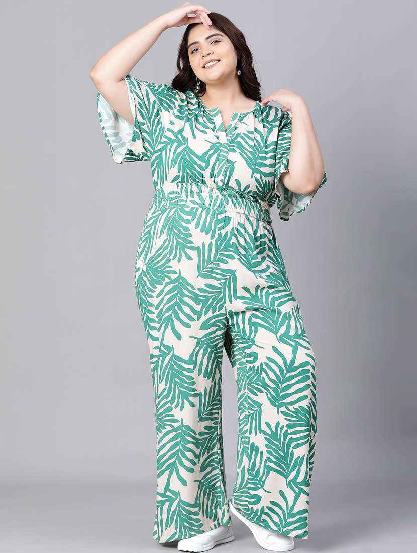 optic white tropical full leg jumpsuit - 20376820 -  Standard Image - 5