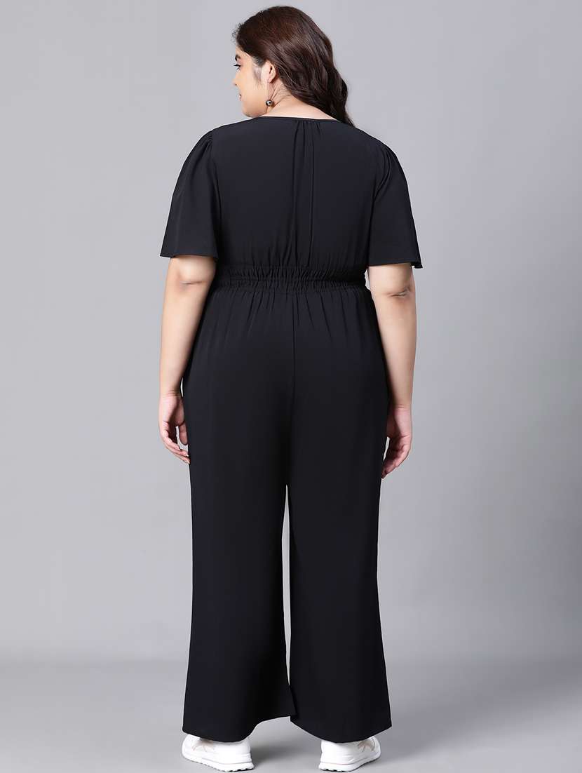 black solid full leg jumpsuit - 20376821 -  Standard Image - 3