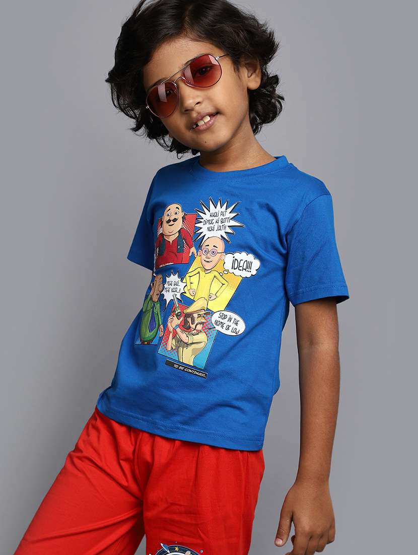 boys round neck graphic printed shorts set - 20376963 -  Standard Image - 3