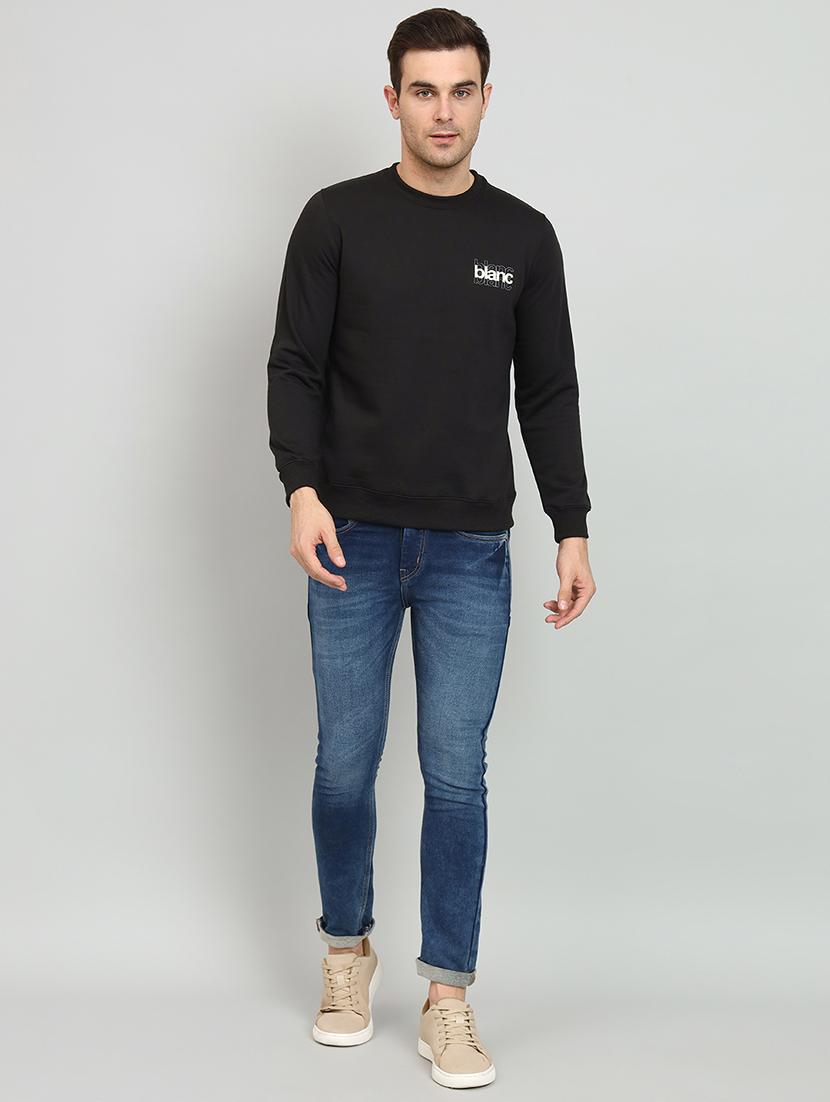 men black fleece back print sweatshirt - 20377738 - Standard Image - 3