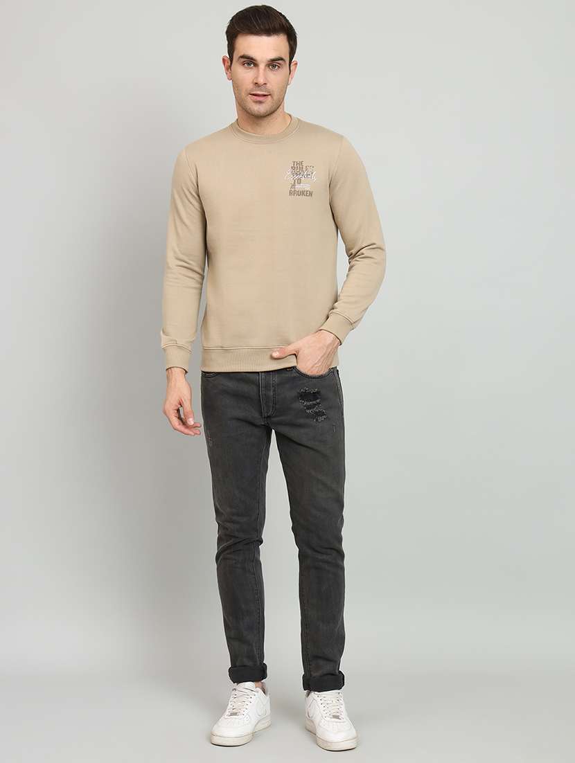 men beige typographic printed sweatshirt - 20377740 - Standard Image - 3