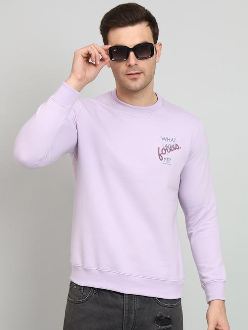 men lavender typography printed sweatshirt - 20377741 -  Standard Image - 0
