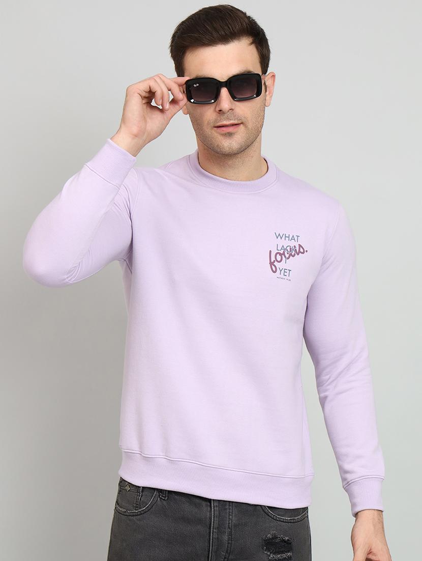 men lavender typography printed sweatshirt - 20377741 -  Zoom Image - 0