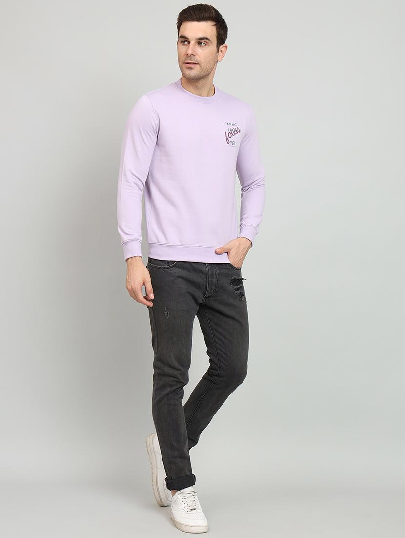 men lavender typography printed sweatshirt - 20377741 - Standard Image - 3