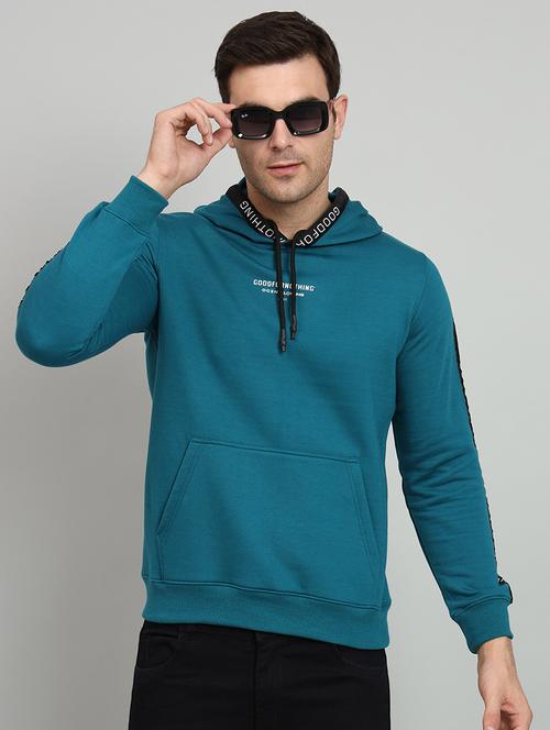 men teal fleece chest print sweatshirt - 20377744 - Standard Image - 0