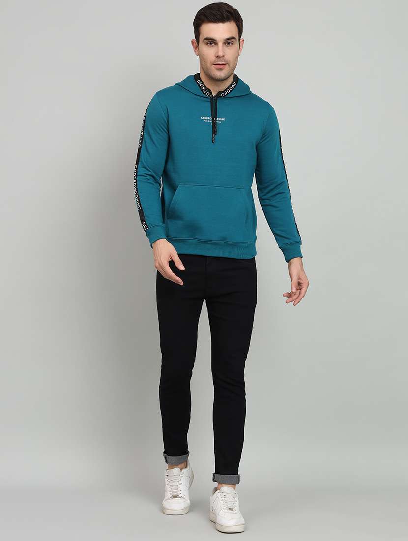 men teal fleece chest print sweatshirt - 20377744 - Standard Image - 3