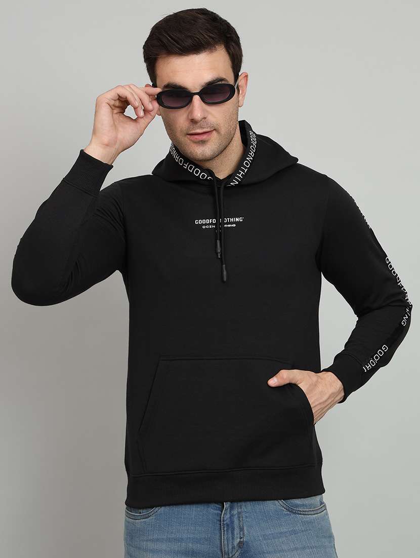 men black fleece chest print sweatshirt - 20377746 -  Zoom Image - 0