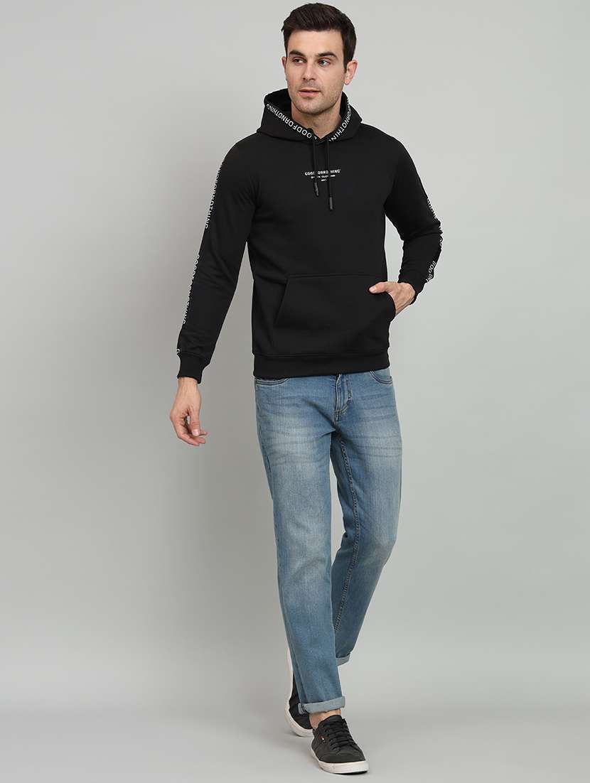 men black fleece chest print sweatshirt - 20377746 - Standard Image - 3
