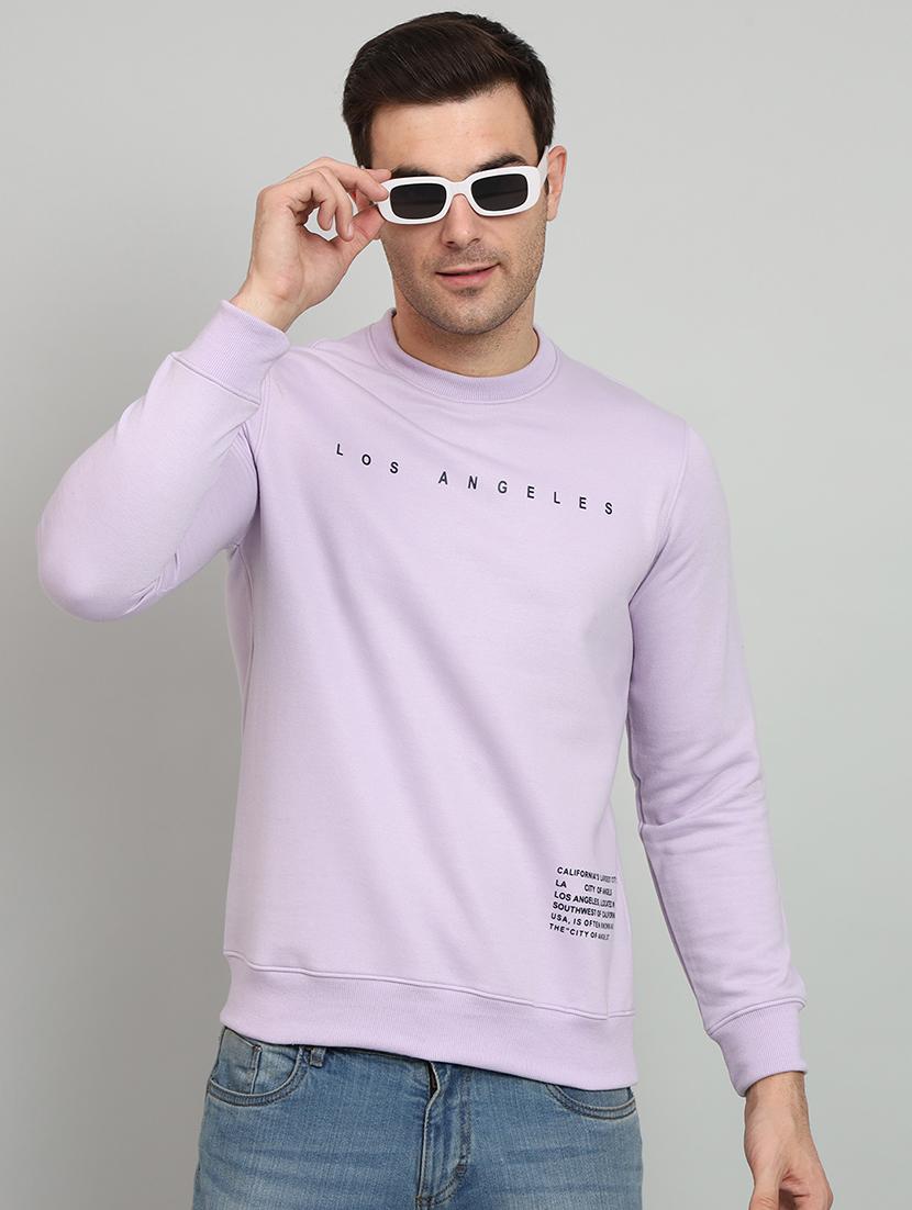 men typographic print lavender fleece sweatshirt - 20377756 -  Zoom Image - 0