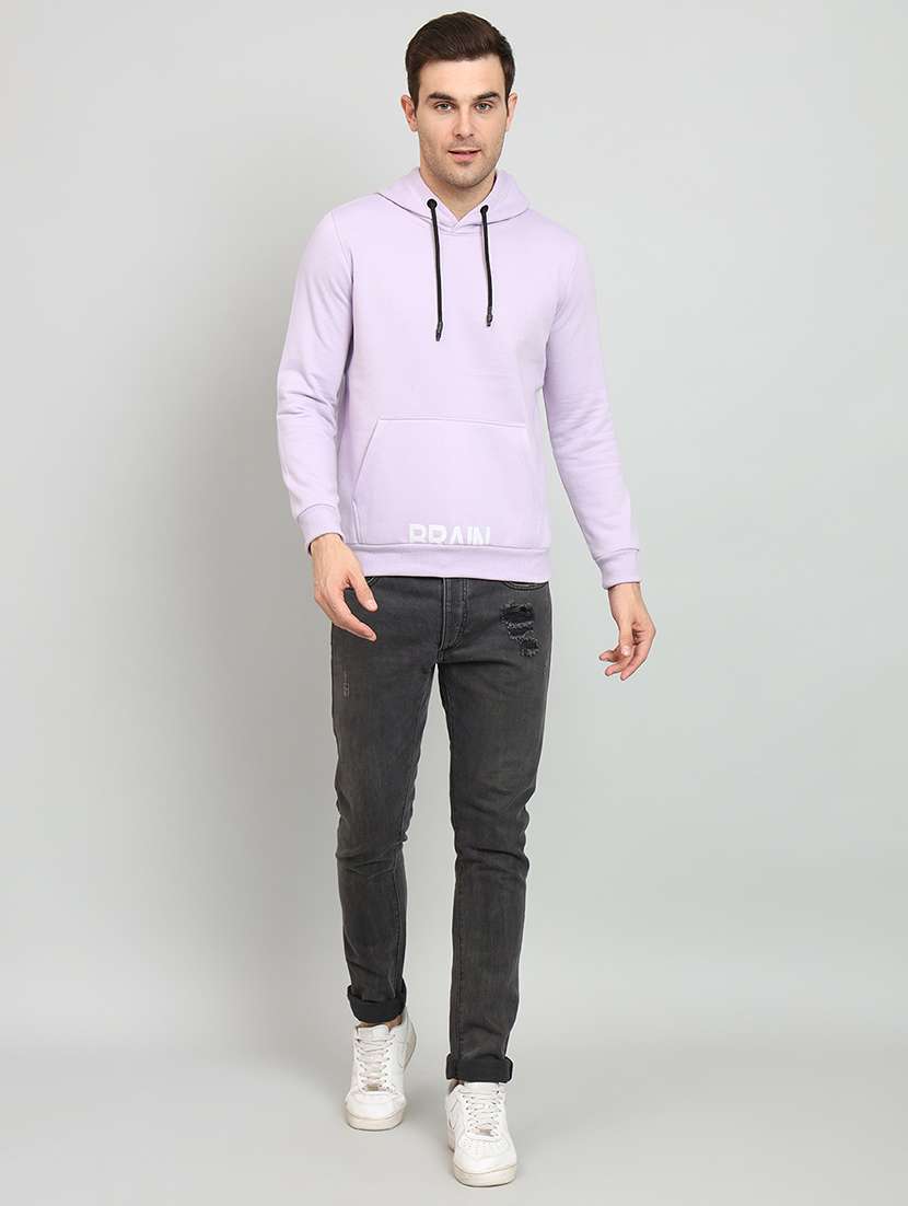 lavender solid hooded sweatshirt - 20377765 - Standard Image - 3