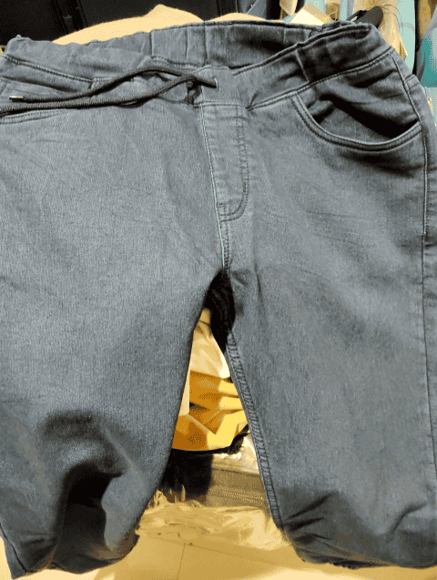dark blue cotton blend flat front casual trousers - 20379174 - Standard Image - 0
