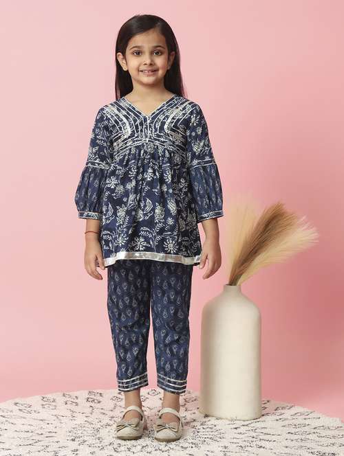 floral printed kurta pant with gotta work - 20381535 - Standard Image - 0